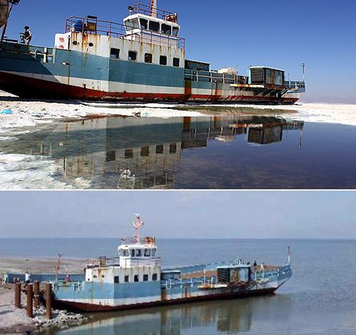 پس از ۷ سال کشتی آرتمیا در دریاچه ارومیه شناور شد